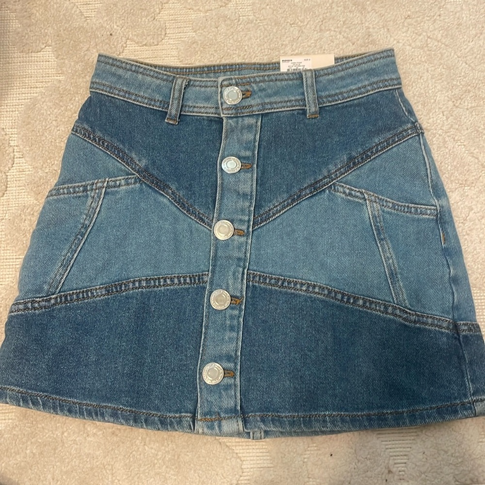 Brand new with tags patched Jean skirt